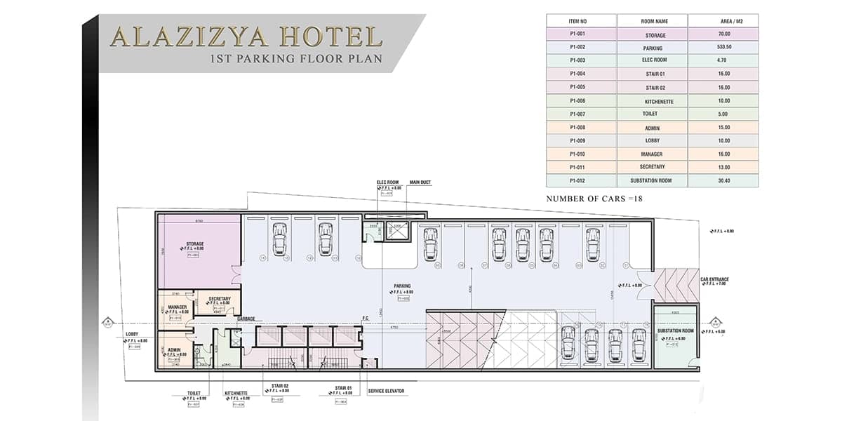plan Al Aziziyah Hotel par INJ ARCHITECTS